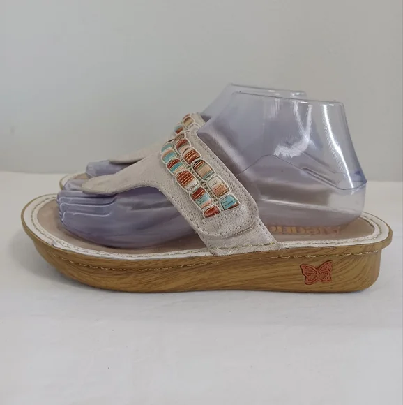Alegria Women's Vanessa thong  Sandals silver Gold  size 37.  VAN-261 - Picture 3 of 11